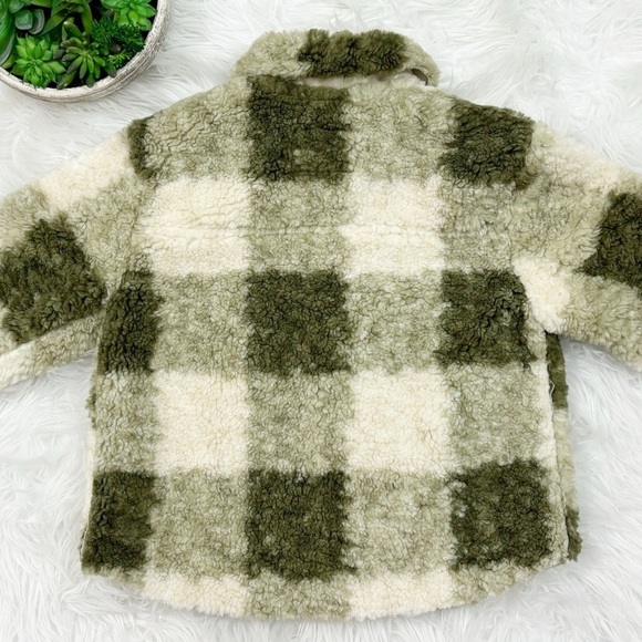 Zara Kids Toddler Fuzzy Sherpa Green Long Sleeves Button Down Jacket Size 2-3 - Picture 8 of 14